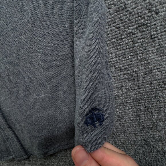 Brooks Brothers Knit Cotton Wool Gray Button Up Shirt Men Long Sleeve Large - Picture 10 of 12